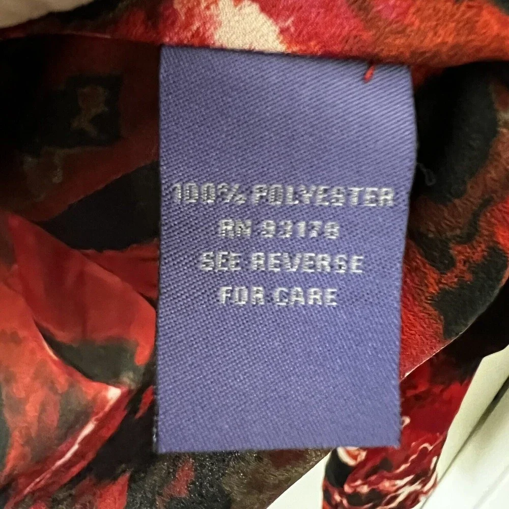 Vivienne Tam NWT Size 8 Red Black Draped Cowl Neck Long Sleeve Top Abstract Art - Picture 6 of 11